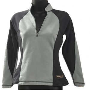 REI Polartec Quarterzip Winter Running Pullover Black Light Blue Size Small